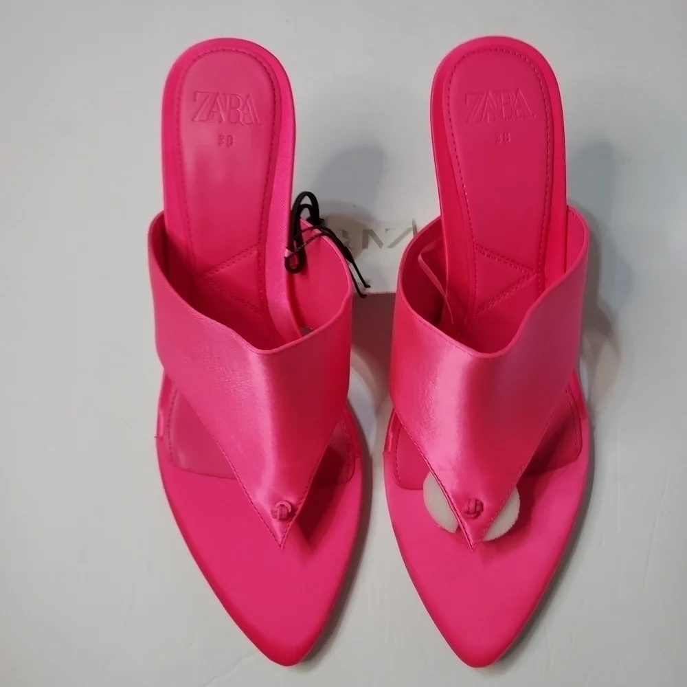 Zara Satin effect high heel sandals Sz-7.5